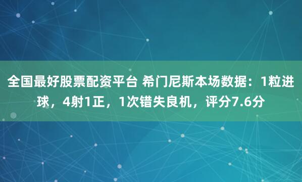 全国最好股票配资平台 希门尼斯本场数据：1粒进球，4射1正，1次错失良机，评分7.6分